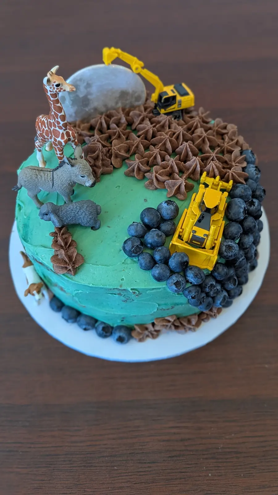 A decorated birthday cake.