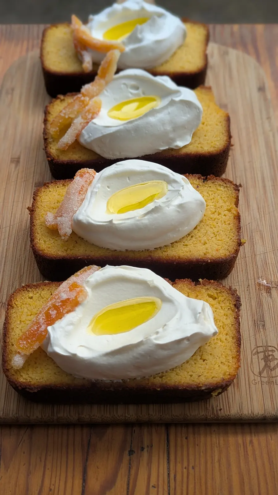 Loaf cakes on a board.